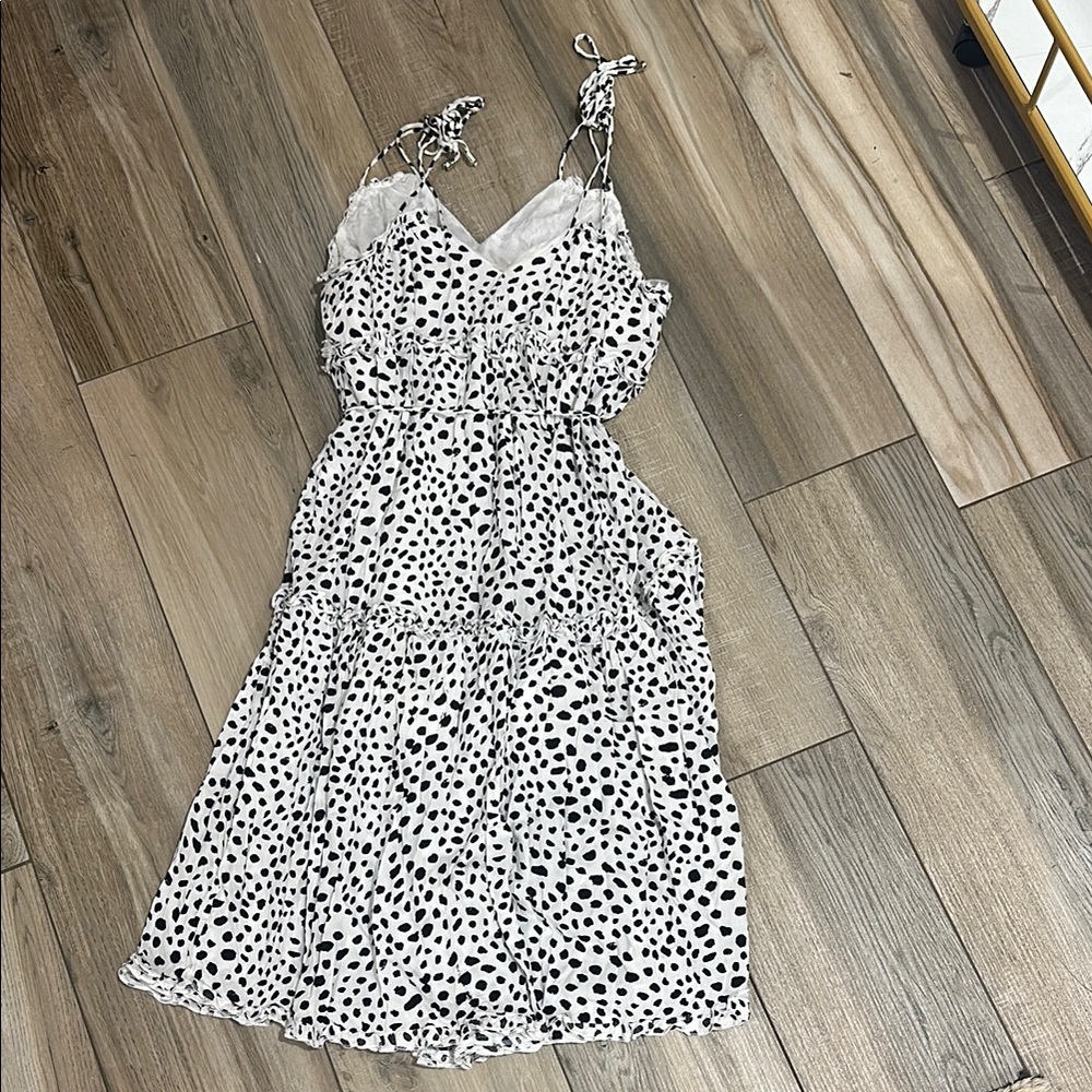 The Impeccable Pig White Dress with Black Spot Print - Picture 3 of 3